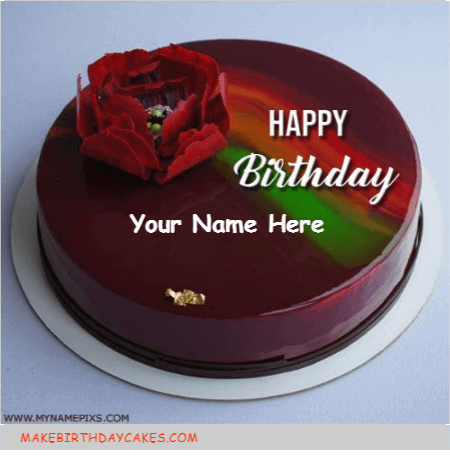 Red Mirror Glazed Birthday Cake
