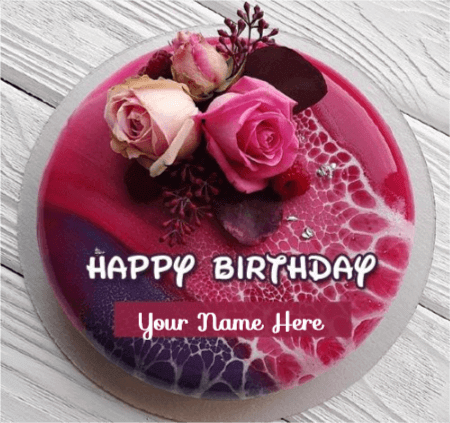 Beautiful Rose Cake For Happy Birthday