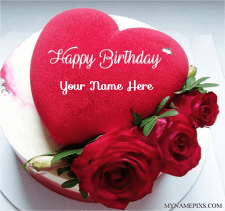 Beautiful Red Heart Birthday Cake