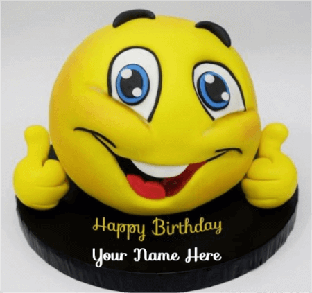 Cute Yellow Smiley Cake For Birthday