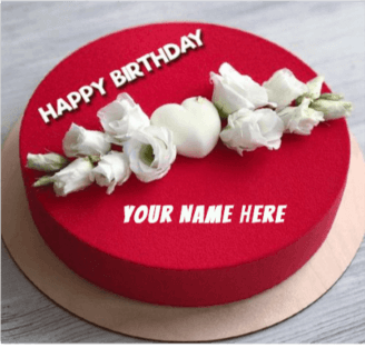 Beautiful Red Heart Birthday Cake - Unique Beautiful Cake with Name