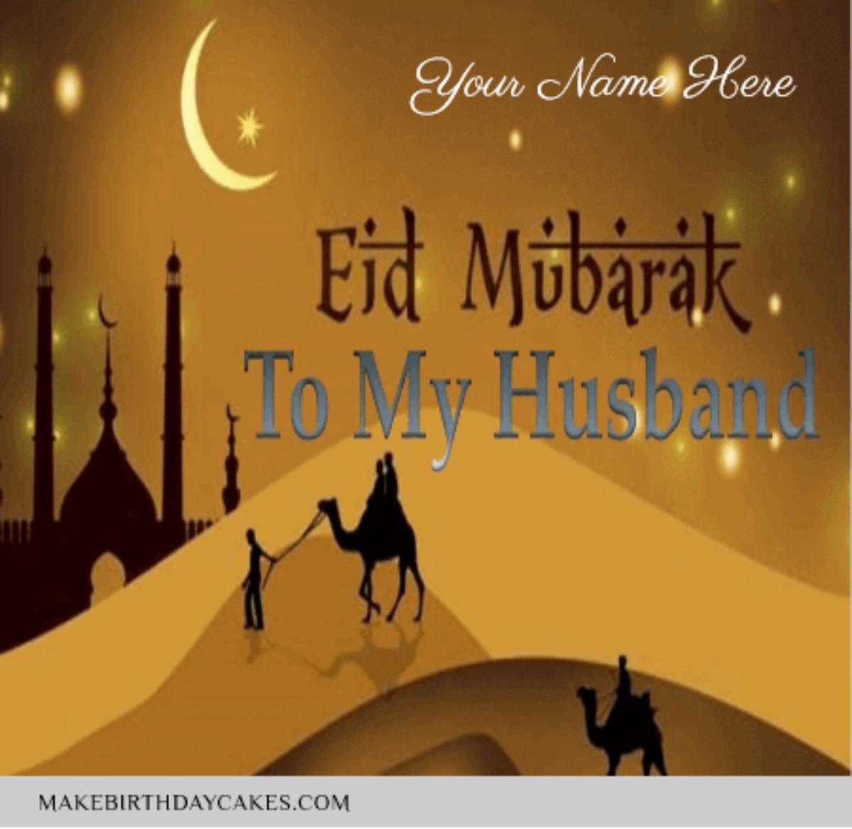 Advance Eid Mubarak Greeting Cards For Husband - Wishes With Name