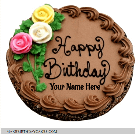 Beautiful Brown Chocolate Cake Wishes with Name