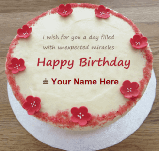 Birthday Cakes Wishes With Name On Strawberry Cake