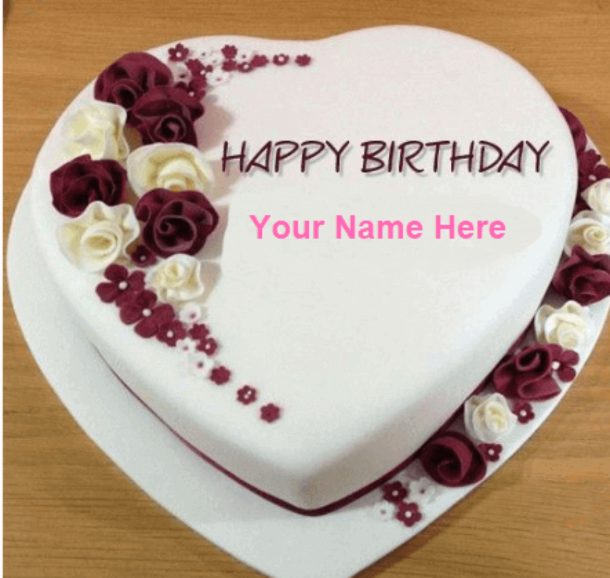 Happy Birthday Cakes Of Hart Shape - Cake with Name