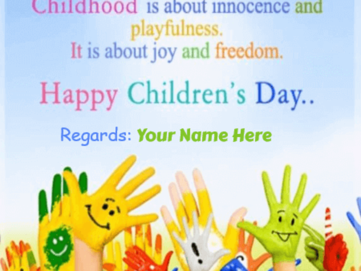 Happy Childrens Day From Principal - Write Your Name on Wishes