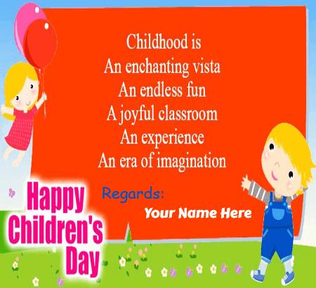 Happy Childrens Day From Principal - Write Your Name on Wishes