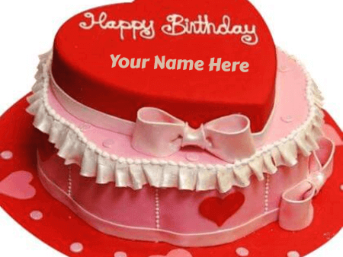 Heart Shaped Happy Birthday Cake - Beautiful Unique Cake with Name