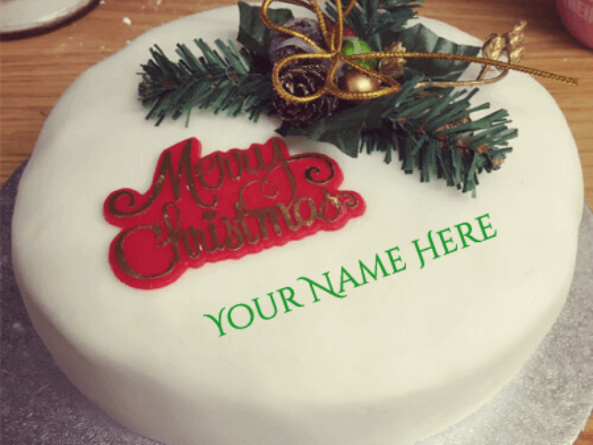Christmas Birthday Cake With Name Edit Christmas Wishes With Name