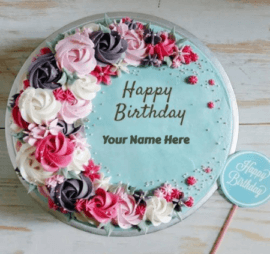 Birthday cake with flower