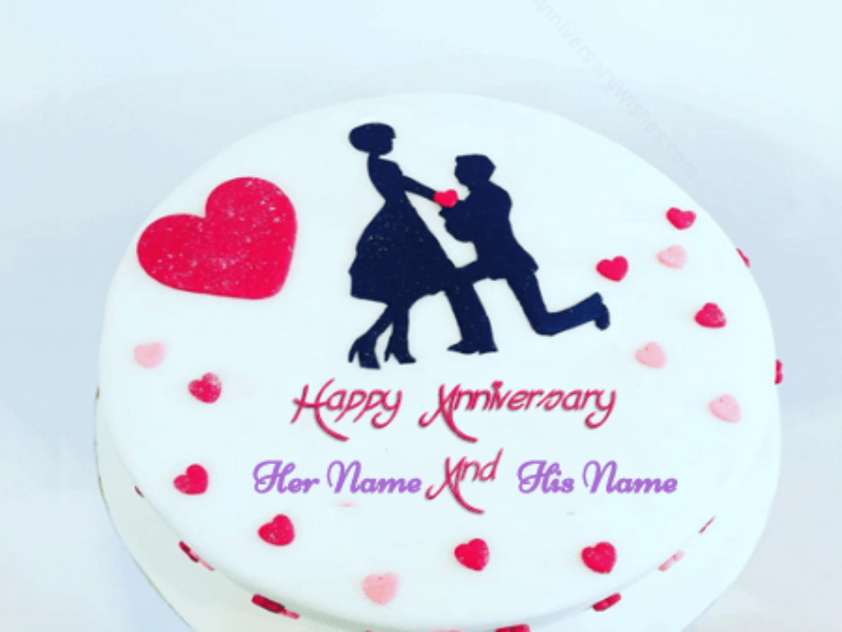Happy Wedding Anniversary Cake - Unique Beautiful Cake with Name