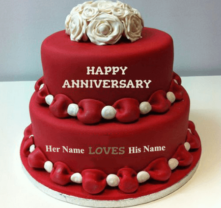Red Anniversary cake for Lovers