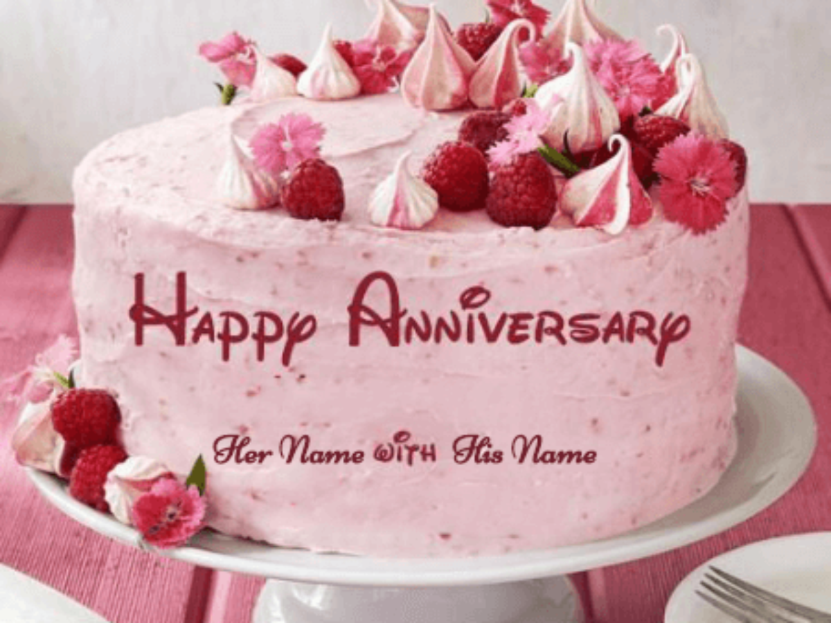 Happy Anniversary Cake - Unique Beautiful Cake with Name