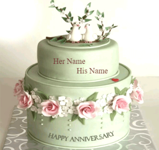 Love Birds Couple Anniversary Cake