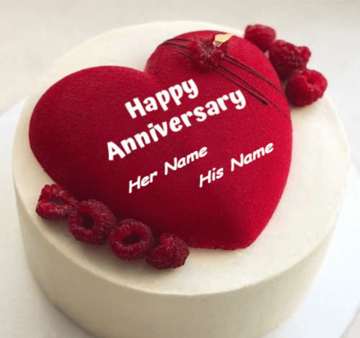 Happy Anniversary Heart Cake - Unique Beautiful Cake with Name