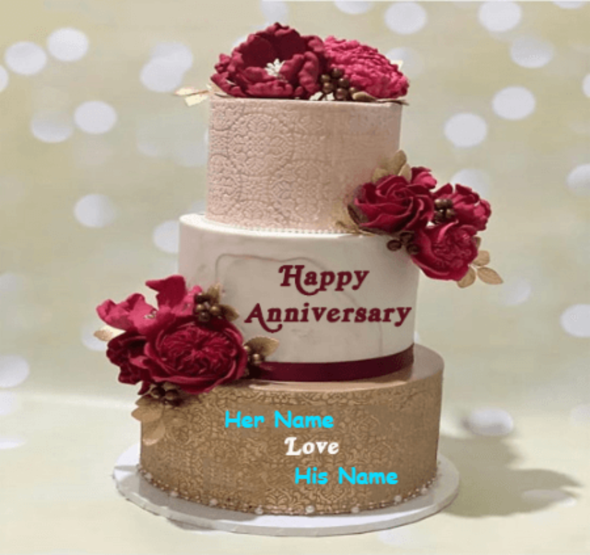 Anniversary Love Marriage Cake - Unique Beautiful Cake with Name