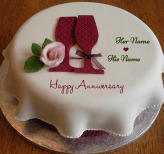 Happy Anniversary Cake With Sweet Decoration