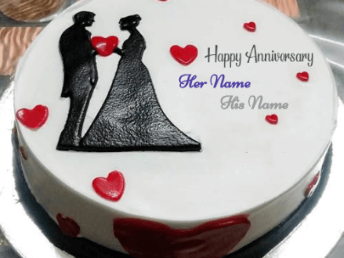 Happy Anniversary Love Couple Wedding Cake - Unique Beautiful Cake ...