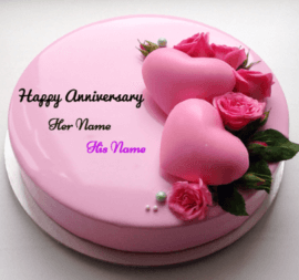 Happy Anniversary Pink Hearts Cake