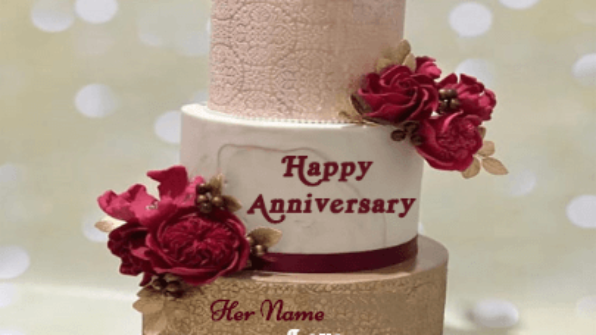 Happy Anniversary Love Wish cake - Unique Beautiful Cake with Name
