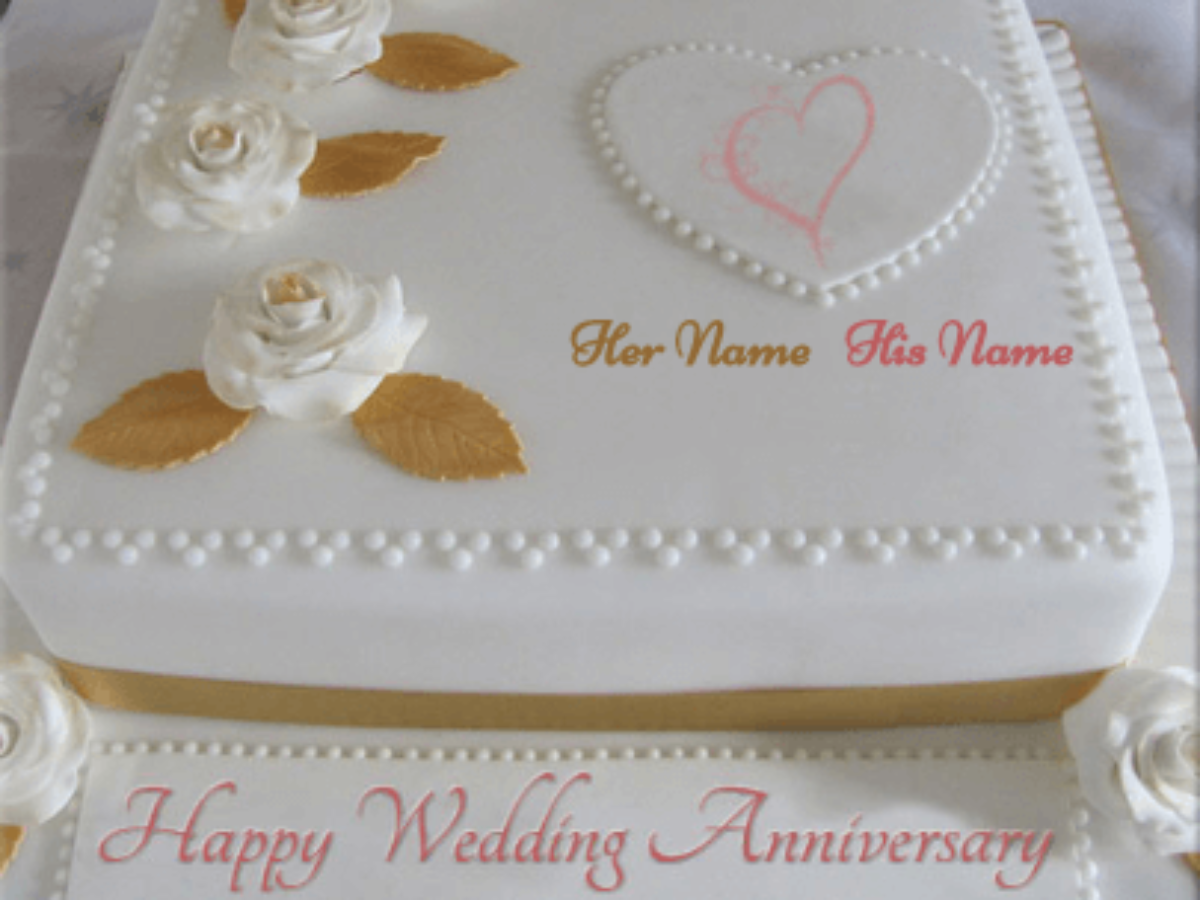 Happy Marriage Anniversary Cake Image Card With Couple Name Edit