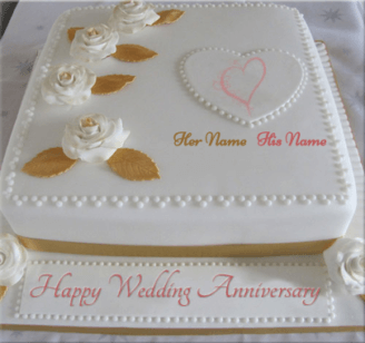 Happy Wedding Anniversary Cream Cake
