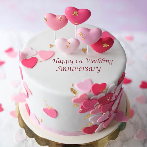 Happy anniversary cake with couple photo edit